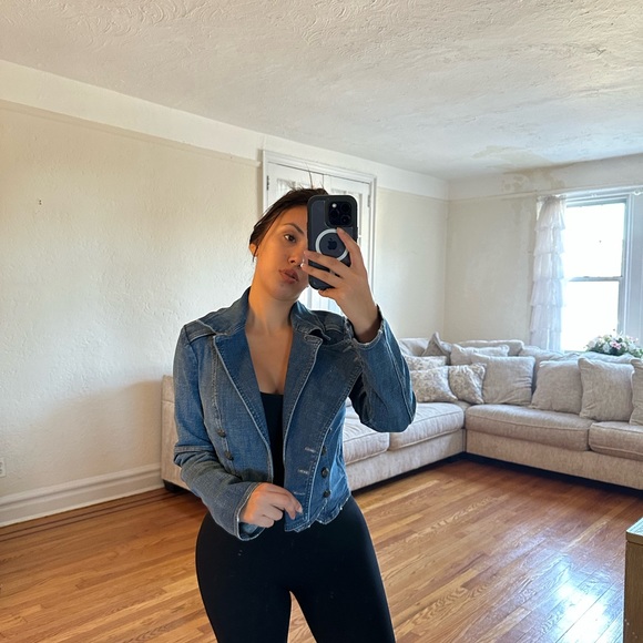 Gorgeous Free People Denim Military Band Jacketš - Picture 9 of 12